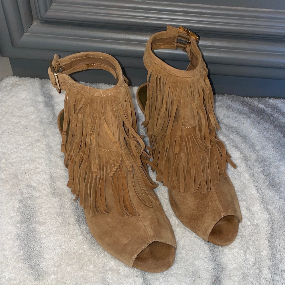 Fringe Tan Suede Women's Sandals